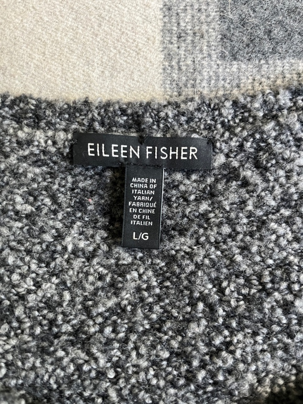 Eileen Fisher Dark Gray Bouclé Crew Neck Sweater - Picture 3 of 4